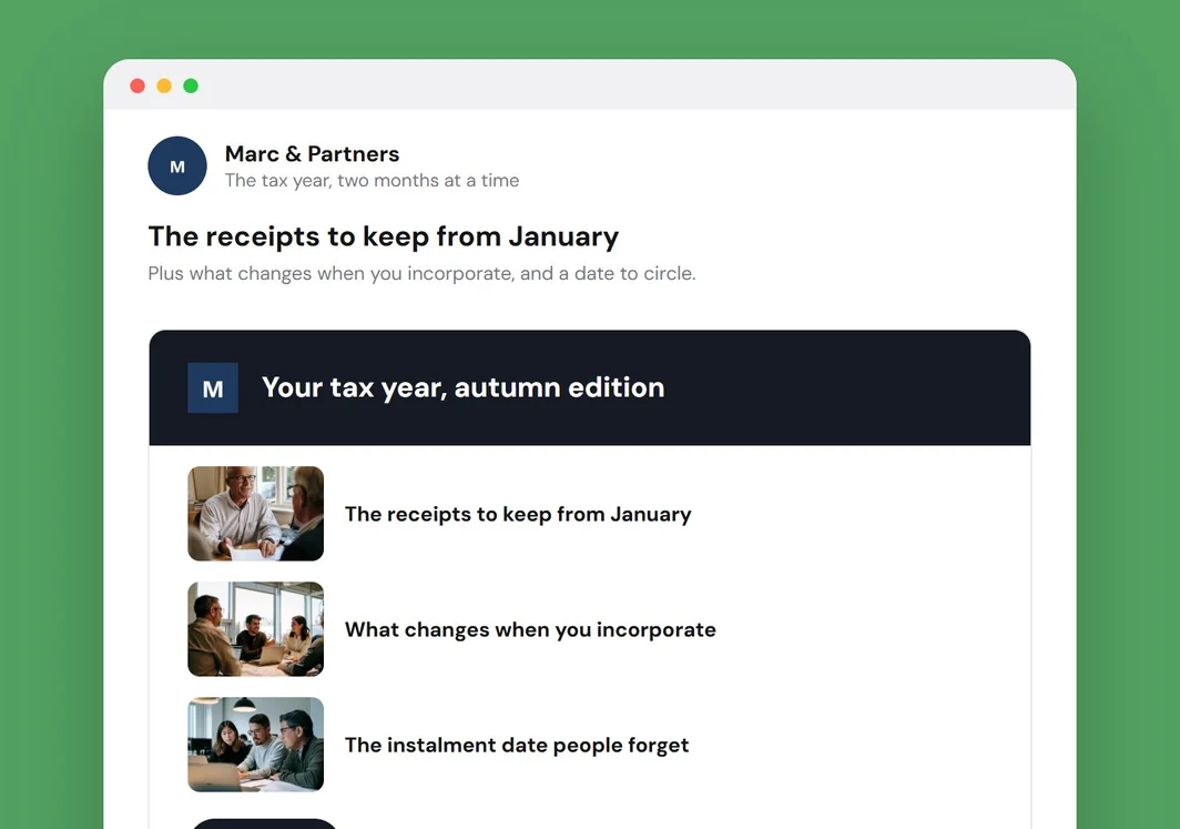 Exemple de numéro d’infolettre pour Marc & Partners.