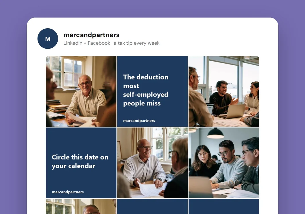 Exemple de grille Instagram pour Marc & Partners.