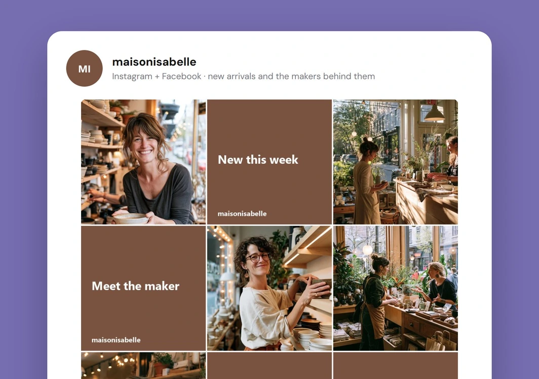 Exemple de grille Instagram pour Maison Isabelle.